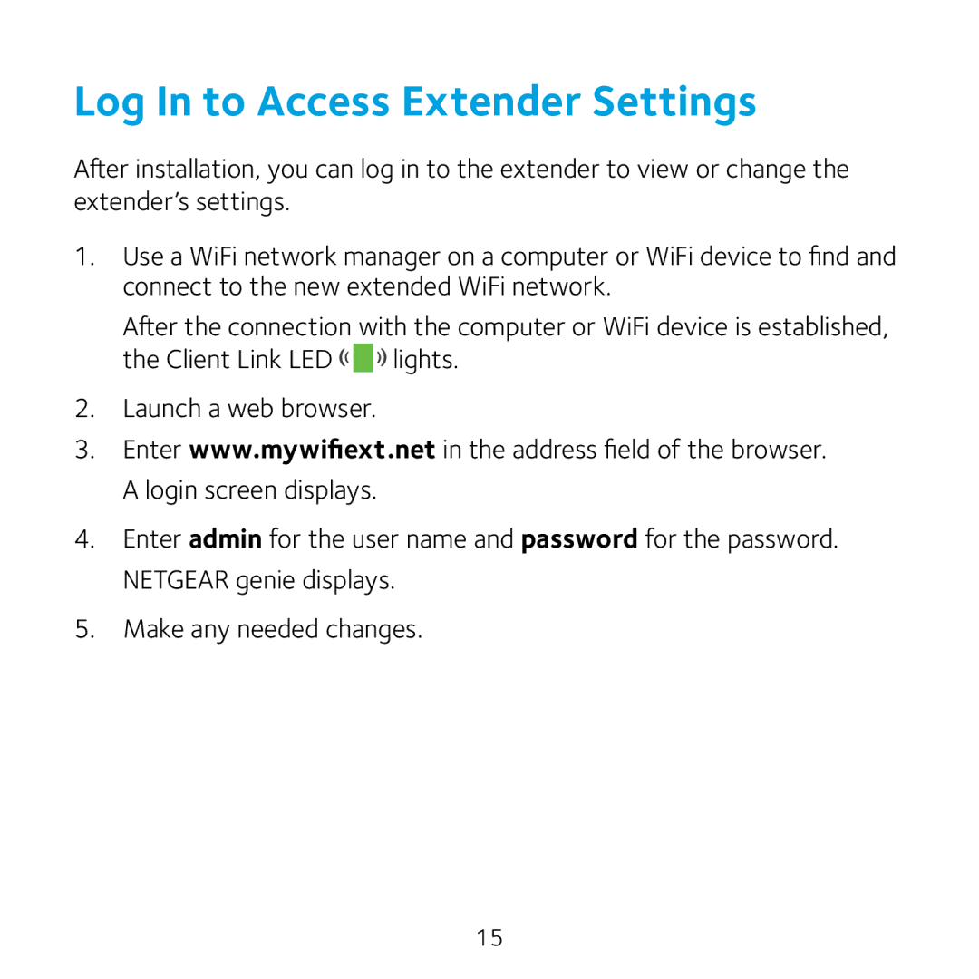 NETGEAR WN3100RP manual Log In to Access Extender Settings 