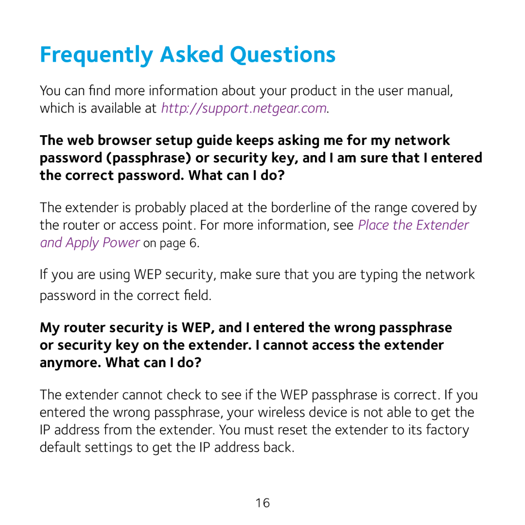 NETGEAR WN3100RP manual Frequently Asked Questions 