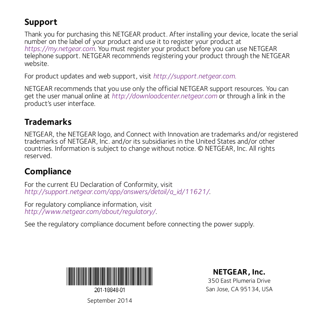 NETGEAR WN3100RP manual Support 