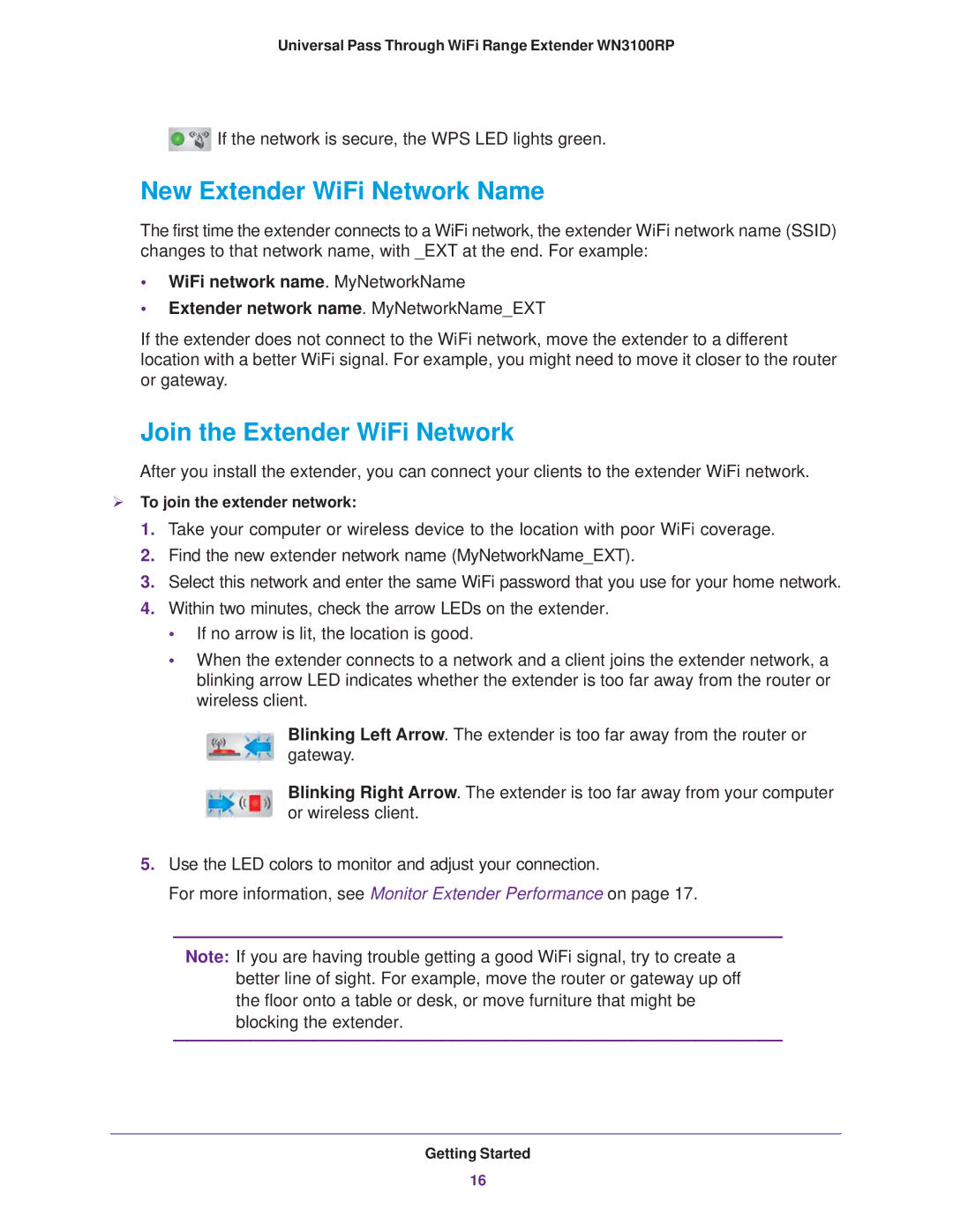 NETGEAR WN3100RP manual New Extender WiFi Network Name, Join the Extender WiFi Network 