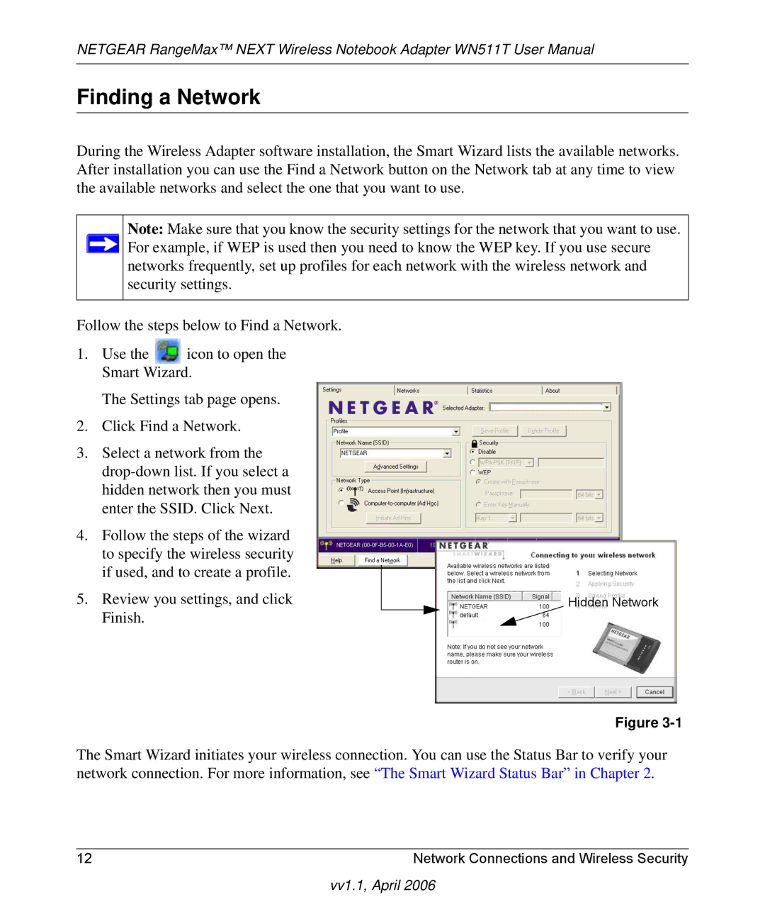 NETGEAR WN511T user manual Finding a Network 