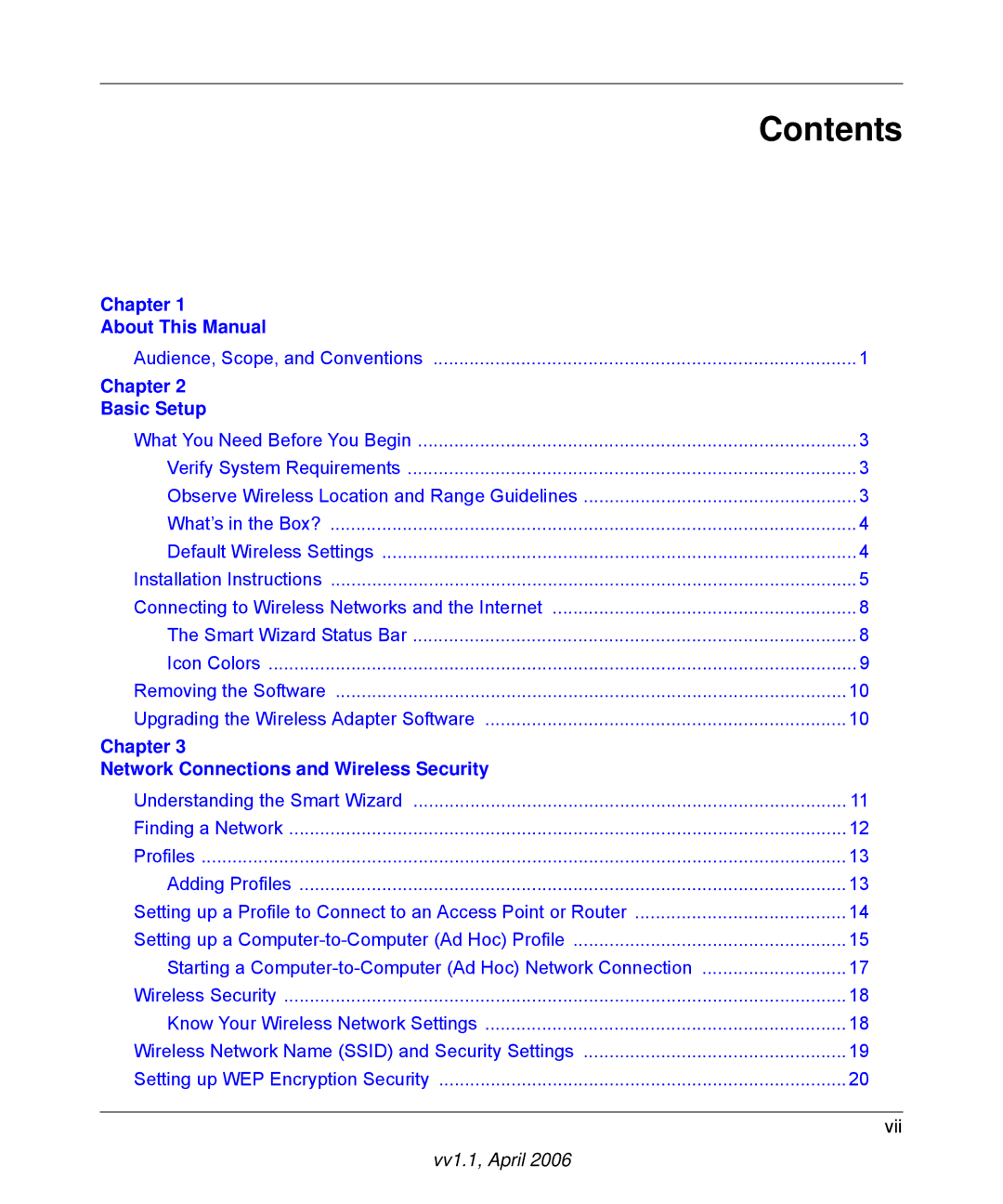 NETGEAR WN511T user manual Contents 