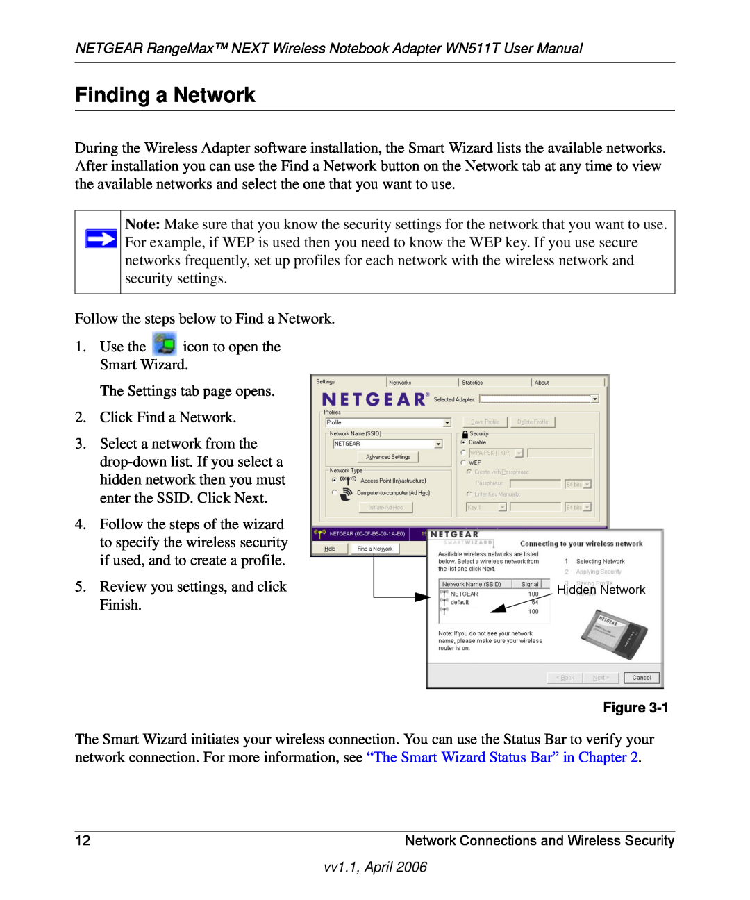 NETGEAR WN511T user manual Finding a Network 
