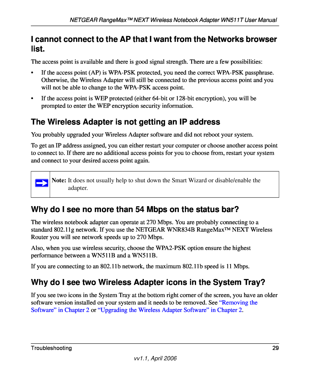 NETGEAR WN511T user manual I cannot connect to the AP that I want from the Networks browser list 