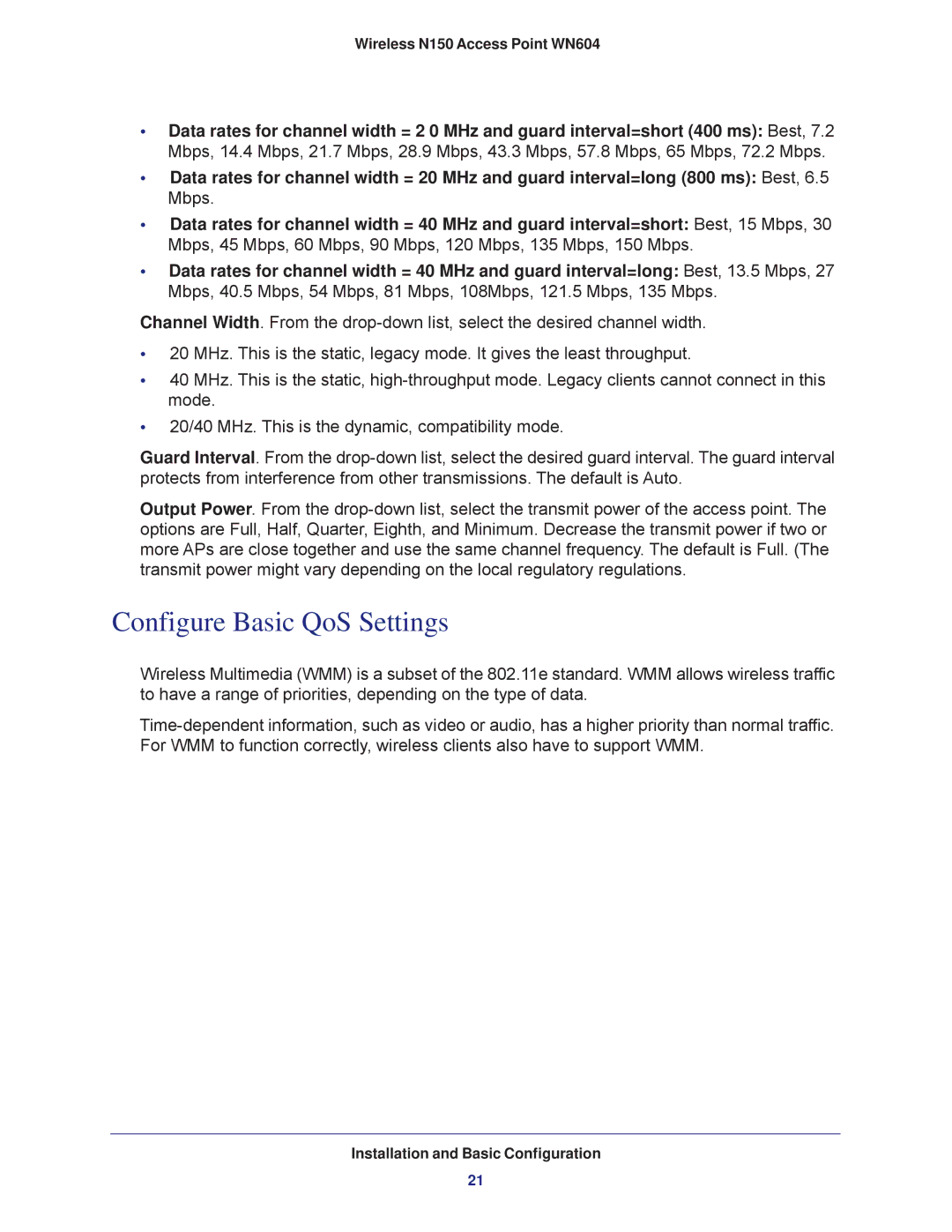 NETGEAR WN604 user manual Configure Basic QoS Settings 