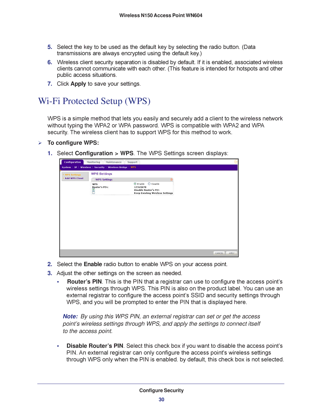 NETGEAR WN604 user manual Wi-Fi Protected Setup WPS,  To configure WPS 