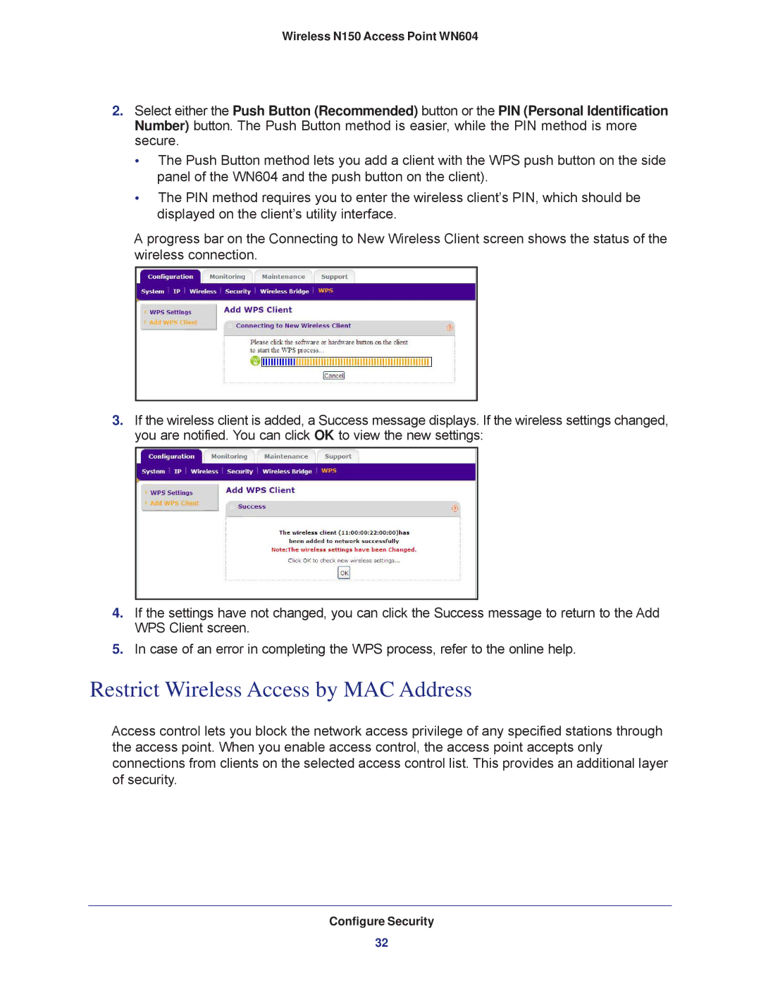 NETGEAR WN604 user manual Restrict Wireless Access by MAC Address 