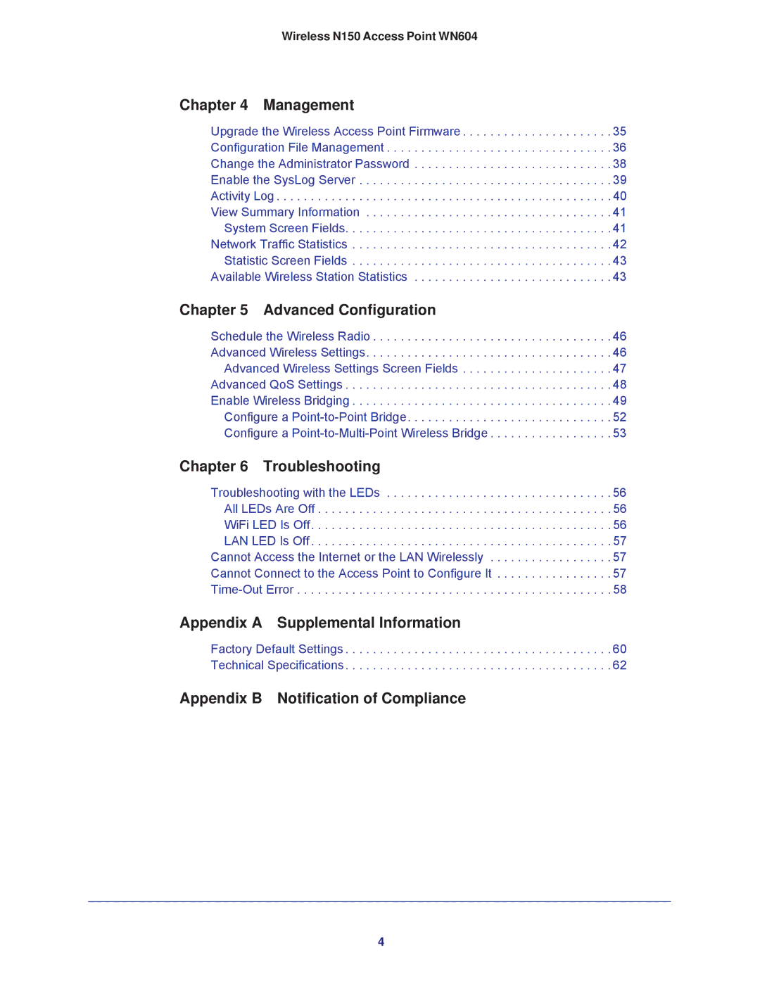 NETGEAR WN604 user manual Appendix a Supplemental Information 