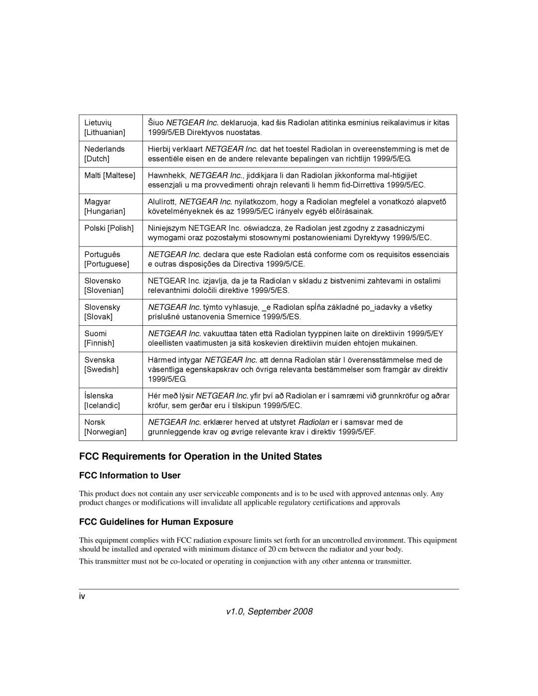 NETGEAR WN802T manual FCC Information to User, FCC Guidelines for Human Exposure 