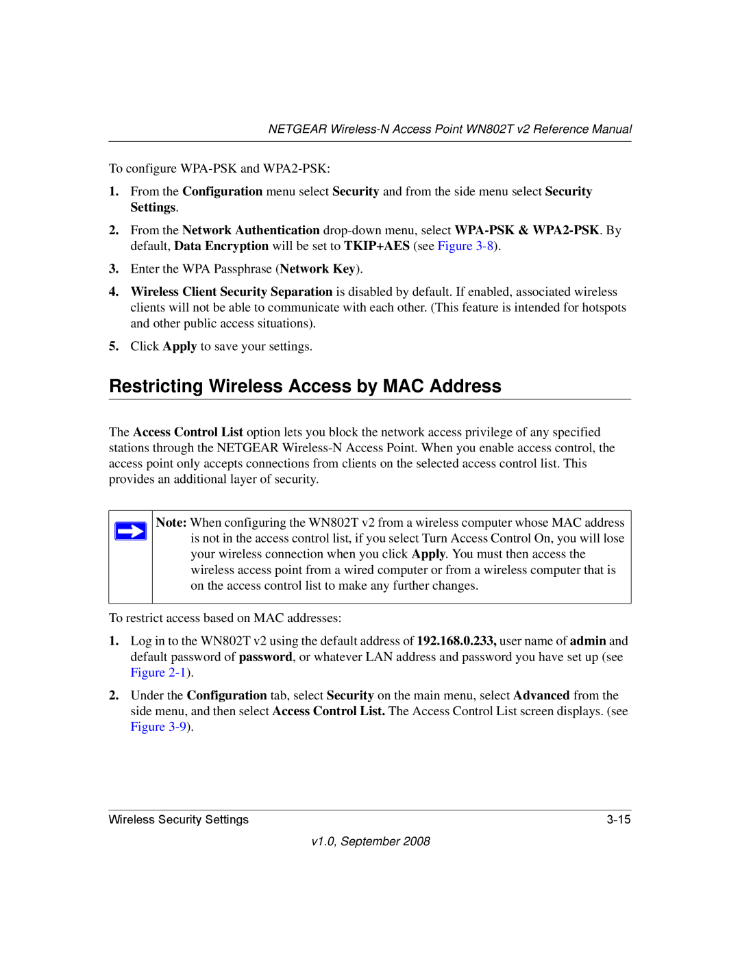 NETGEAR WN802T manual Restricting Wireless Access by MAC Address 