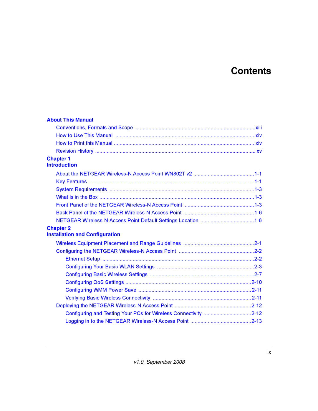 NETGEAR WN802T manual Contents 