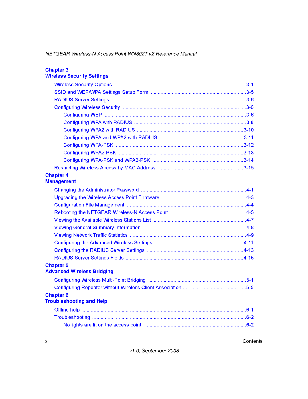 NETGEAR WN802T manual Chapter Wireless Security Settings 