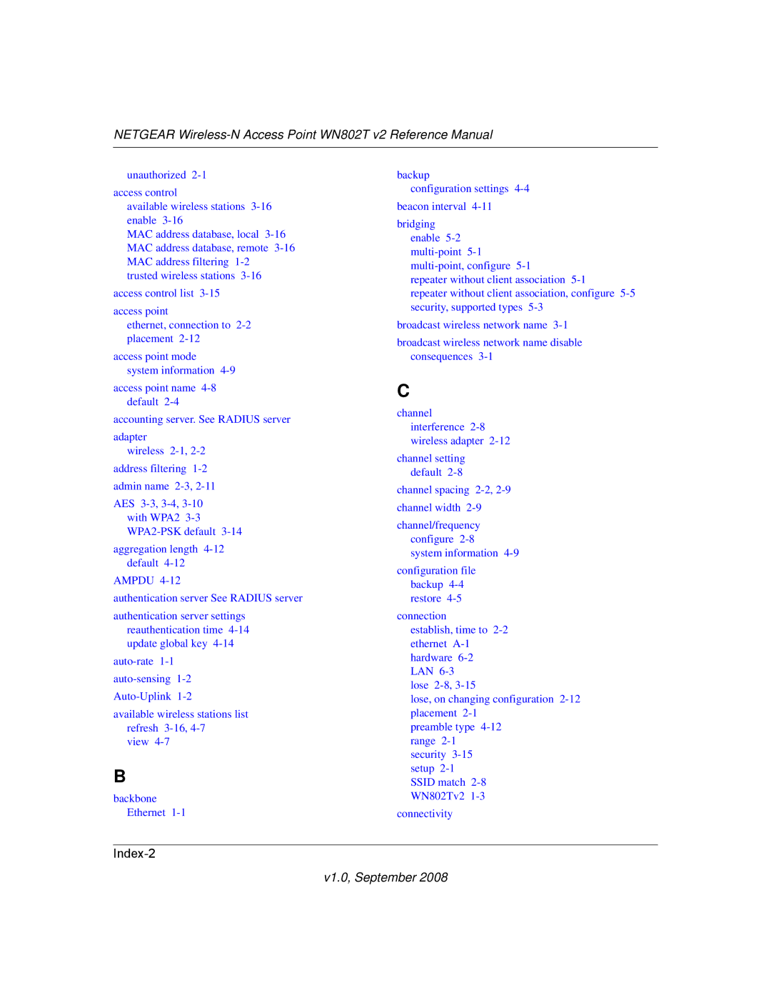 NETGEAR WN802T manual Index-2 