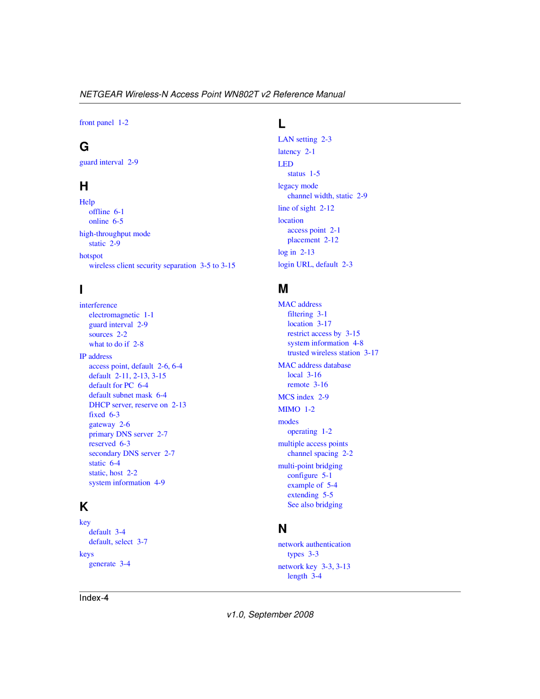 NETGEAR WN802T manual Index-4 