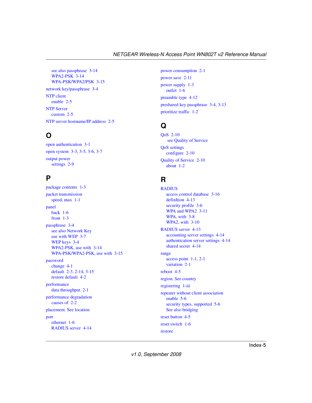 NETGEAR WN802T manual Index-5 