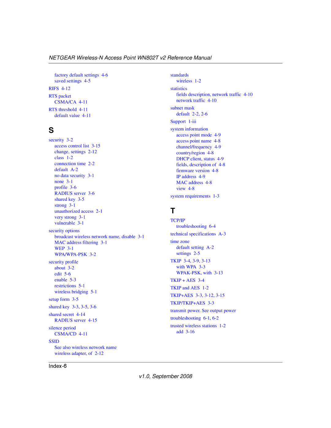 NETGEAR WN802T manual Index-6 