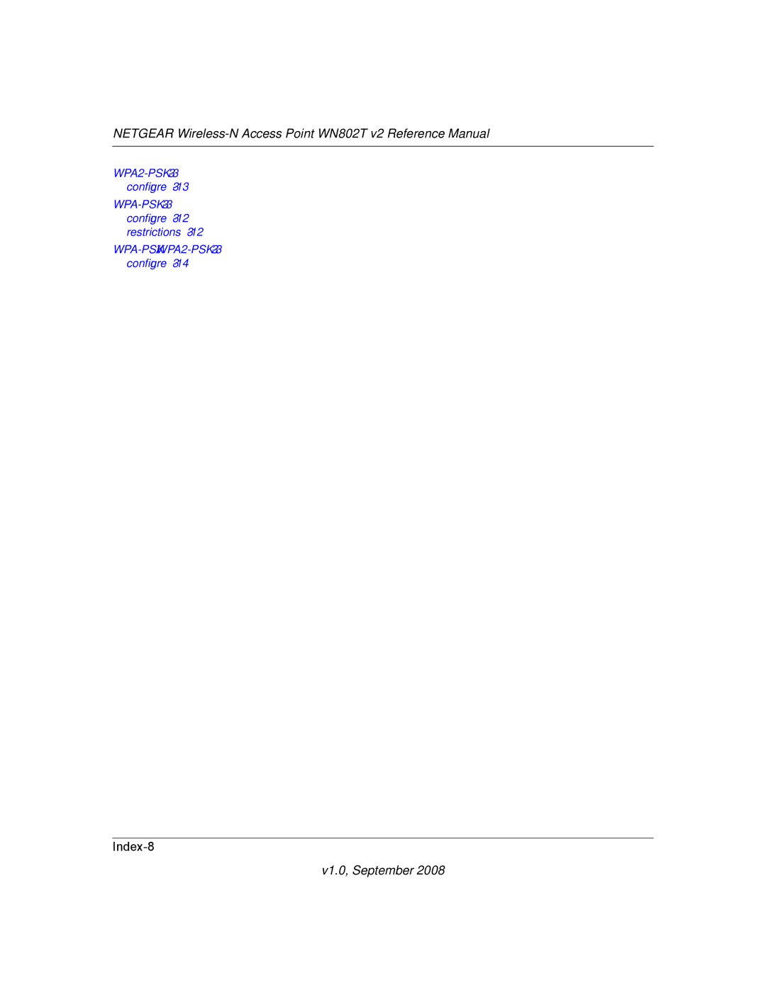 NETGEAR WN802T manual Index-8 