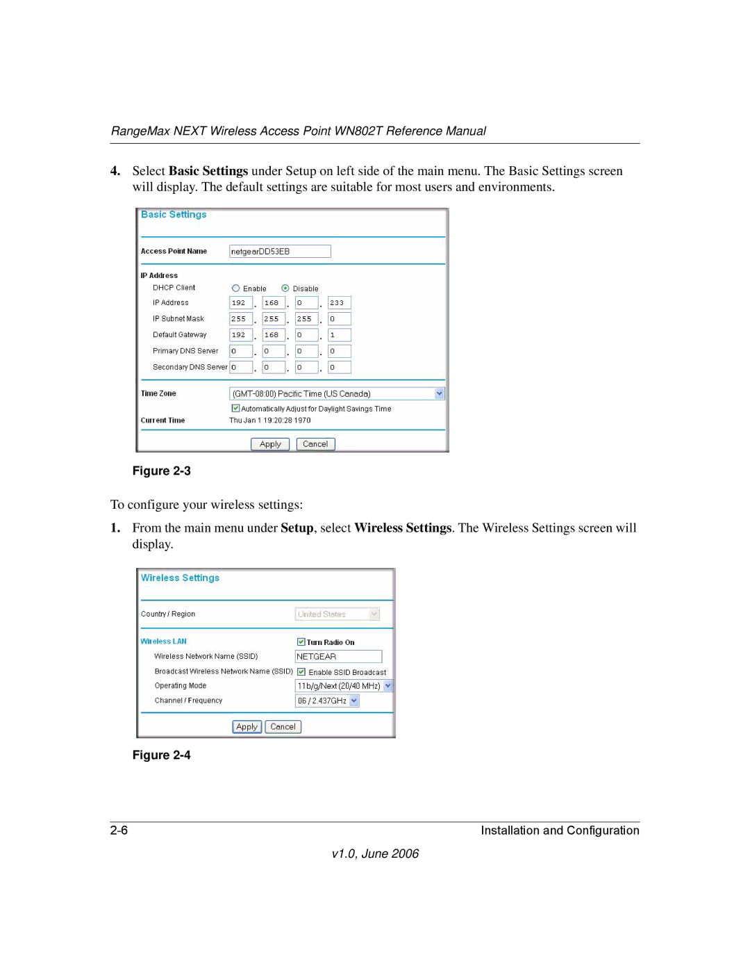 NETGEAR manual RangeMax Next Wireless Access Point WN802T Reference Manual 