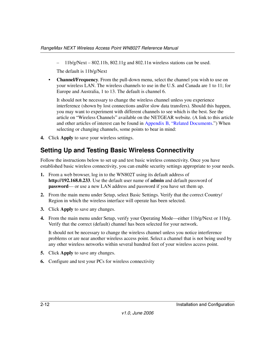 NETGEAR WN802T manual Setting Up and Testing Basic Wireless Connectivity 