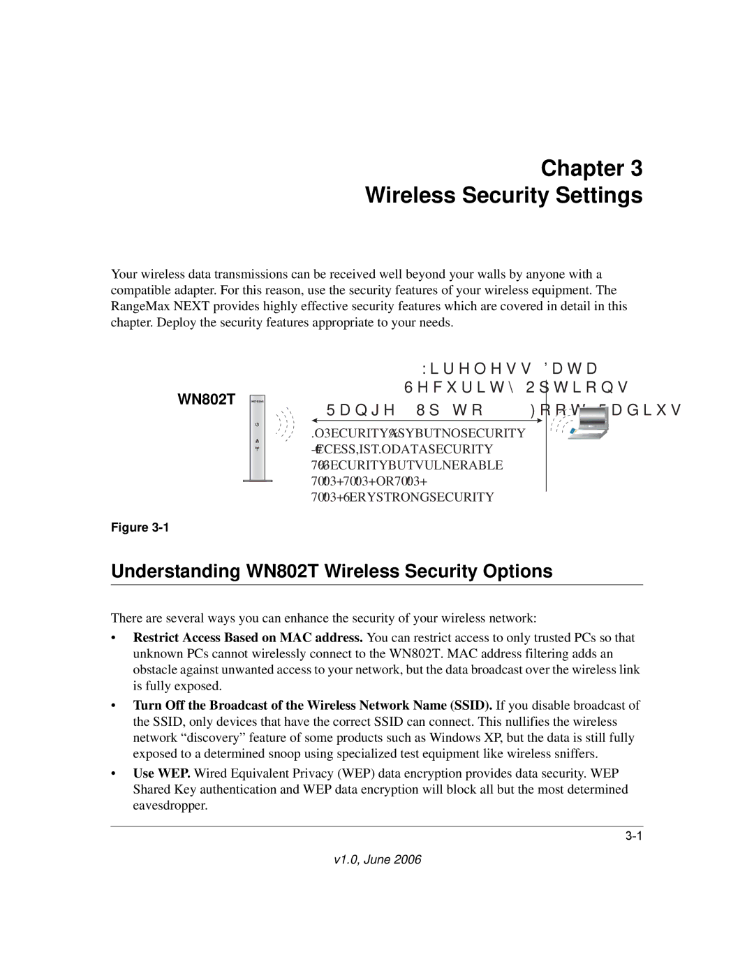 NETGEAR manual Chapter Wireless Security Settings, Understanding WN802T Wireless Security Options 