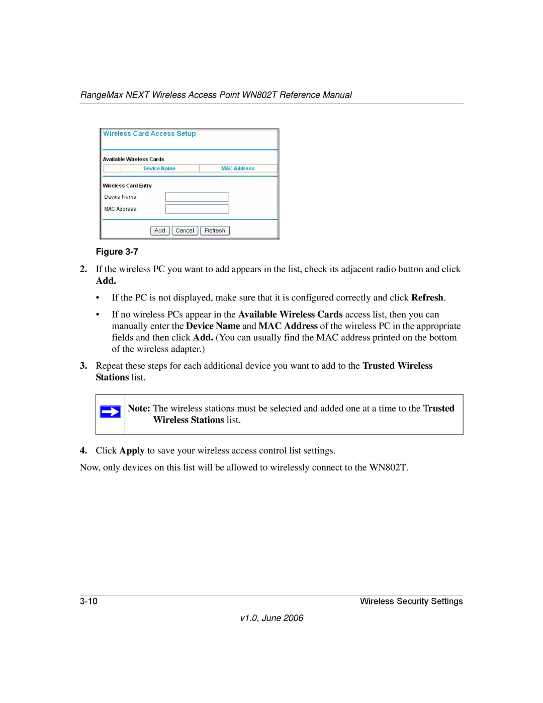 NETGEAR WN802T manual Add 