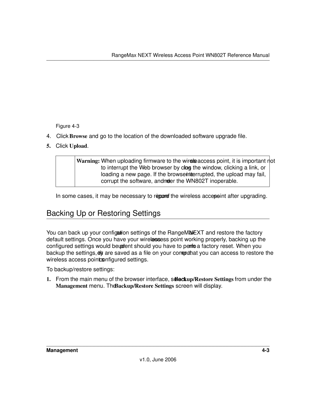 NETGEAR WN802T manual Backing Up or Restoring Settings 