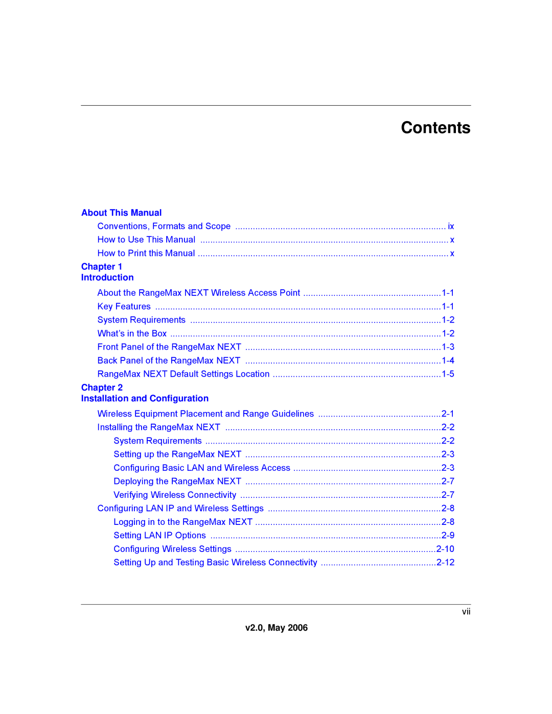 NETGEAR WN802T manual Contents 