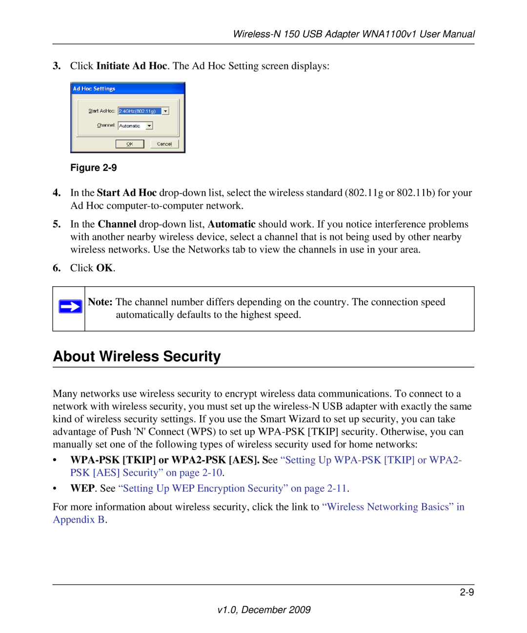 NETGEAR WNA1100-100ENS user manual About Wireless Security, WEP. See Setting Up WEP Encryption Security on 