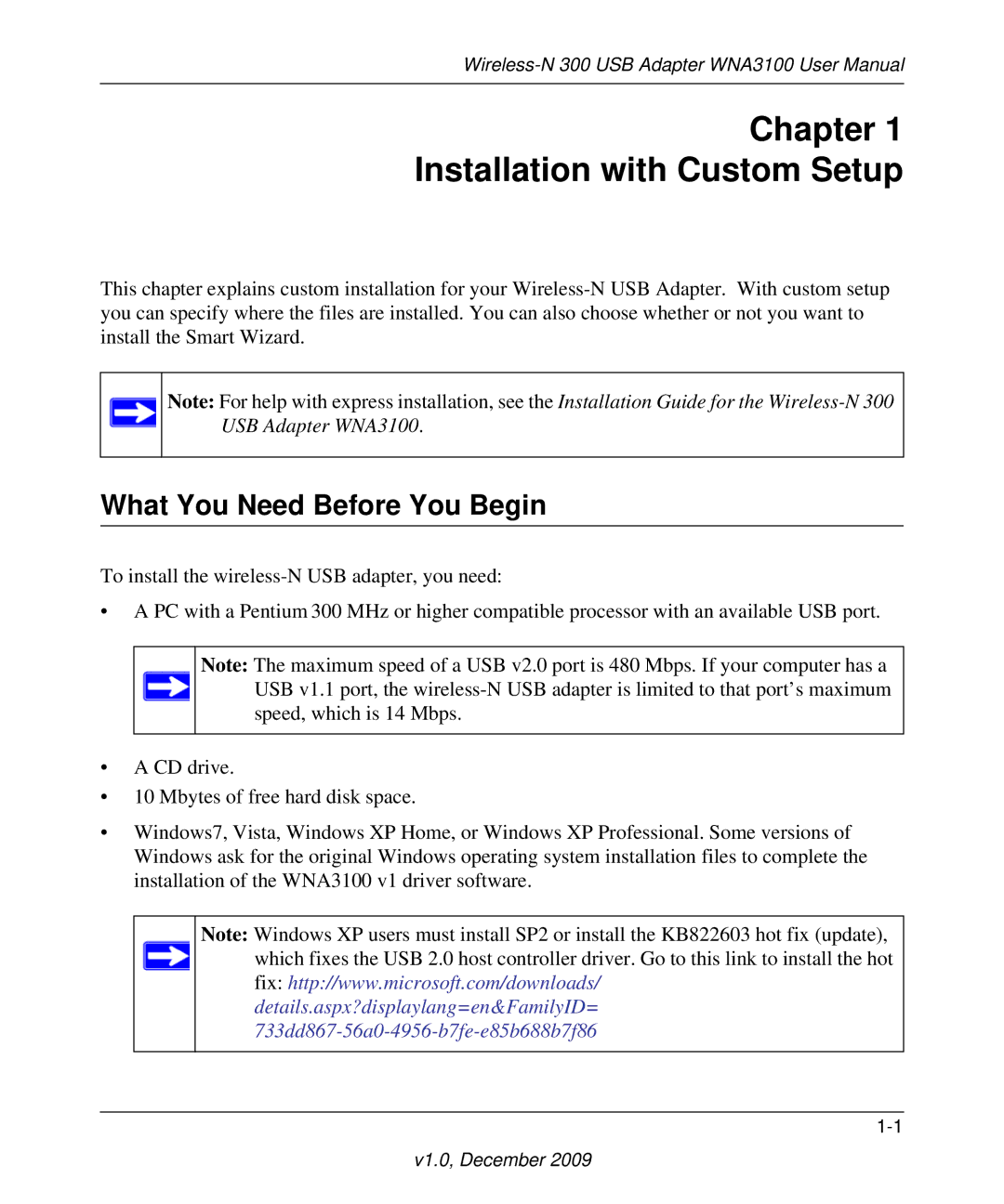 NETGEAR WNA3100-100ENS, WNA3100M-100ENS user manual Chapter Installation with Custom Setup, What You Need Before You Begin 