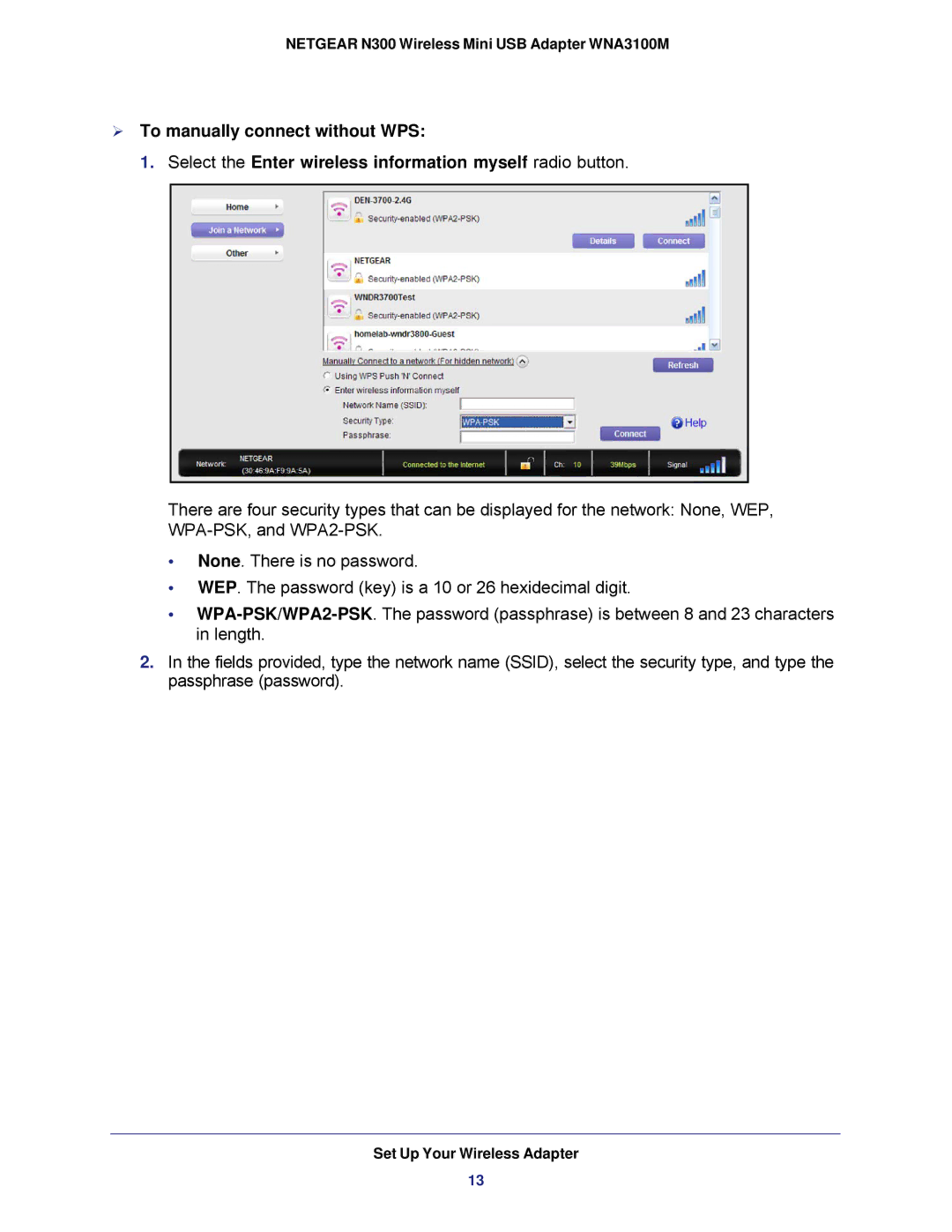 NETGEAR user manual Netgear N300 Wireless Mini USB Adapter WNA3100M 