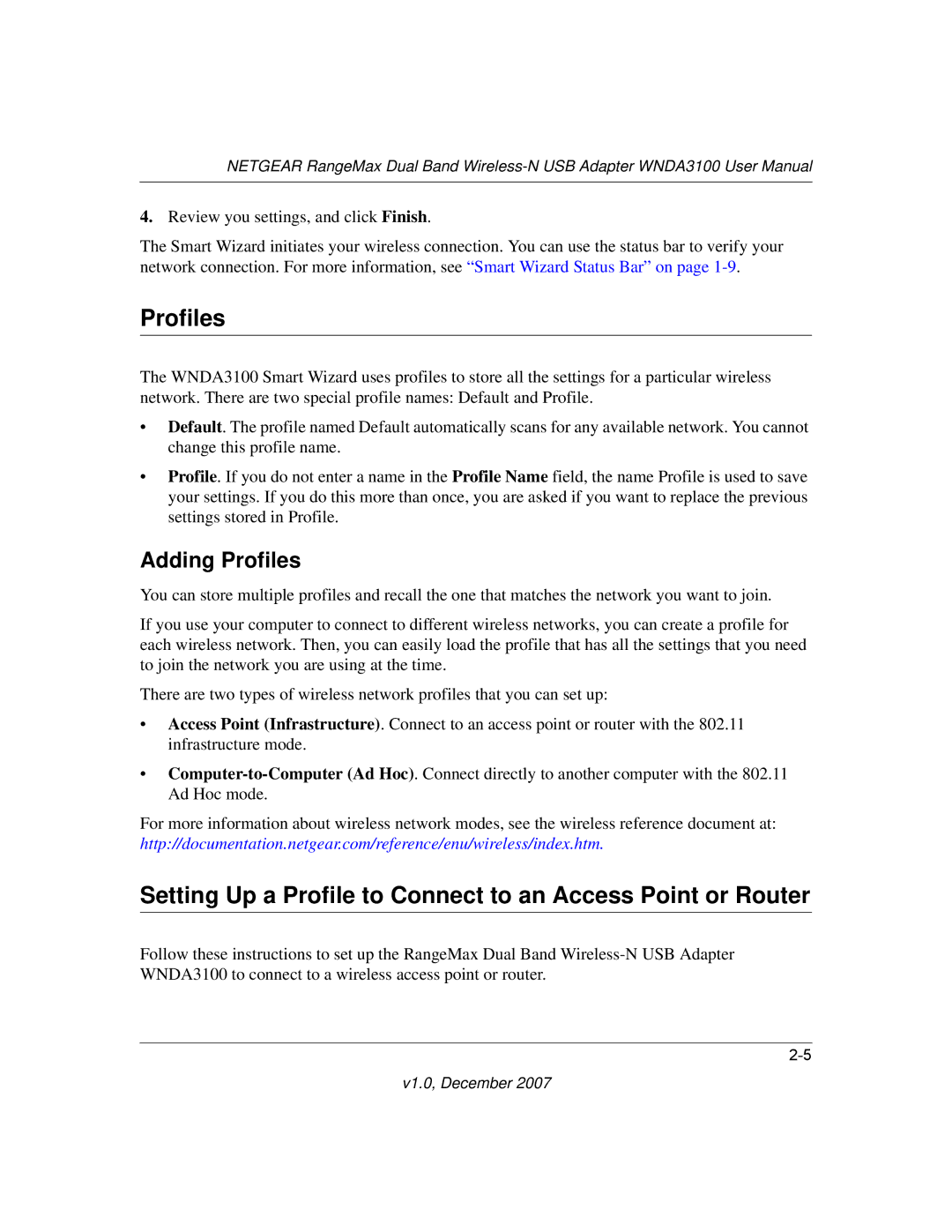 NETGEAR WNDA3100-100NAS user manual Adding Profiles 