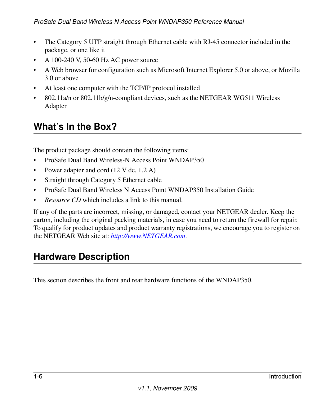 NETGEAR WNDAP350-100NAS manual What’s In the Box?, Hardware Description 