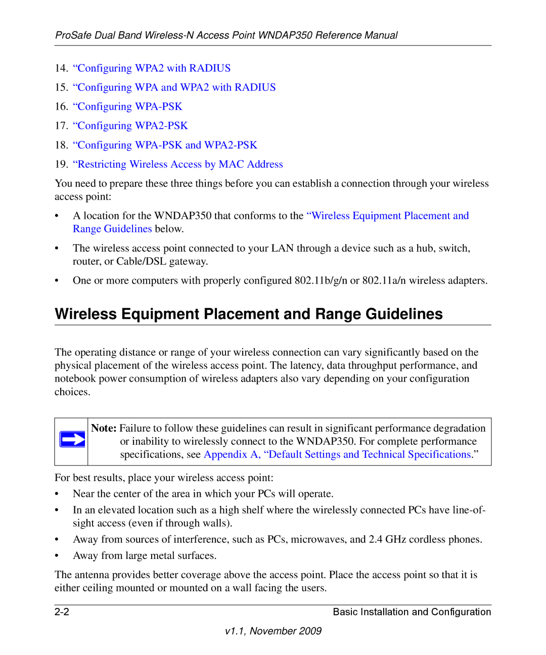 NETGEAR WNDAP350-100NAS manual Wireless Equipment Placement and Range Guidelines 