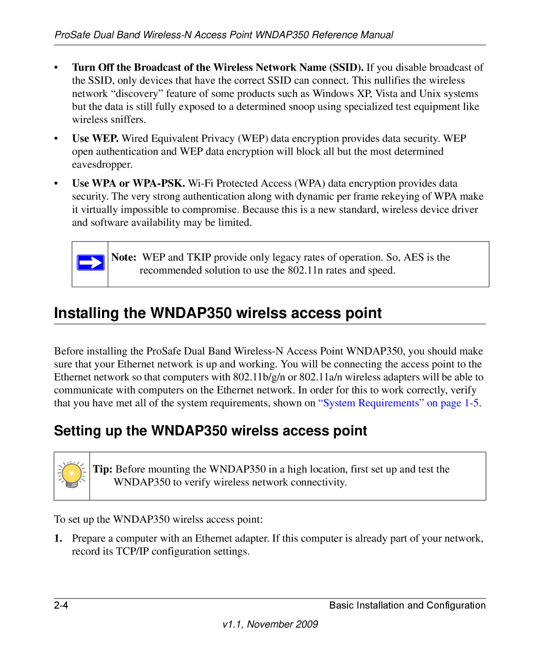 NETGEAR WNDAP350-100NAS manual Installing the WNDAP350 wirelss access point, Setting up the WNDAP350 wirelss access point 