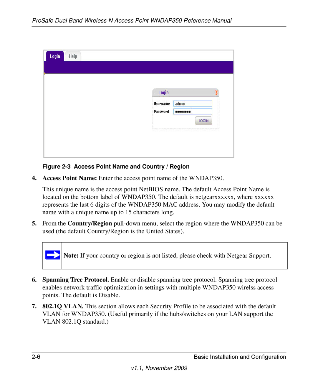 NETGEAR WNDAP350-100NAS manual Access Point Name and Country / Region 