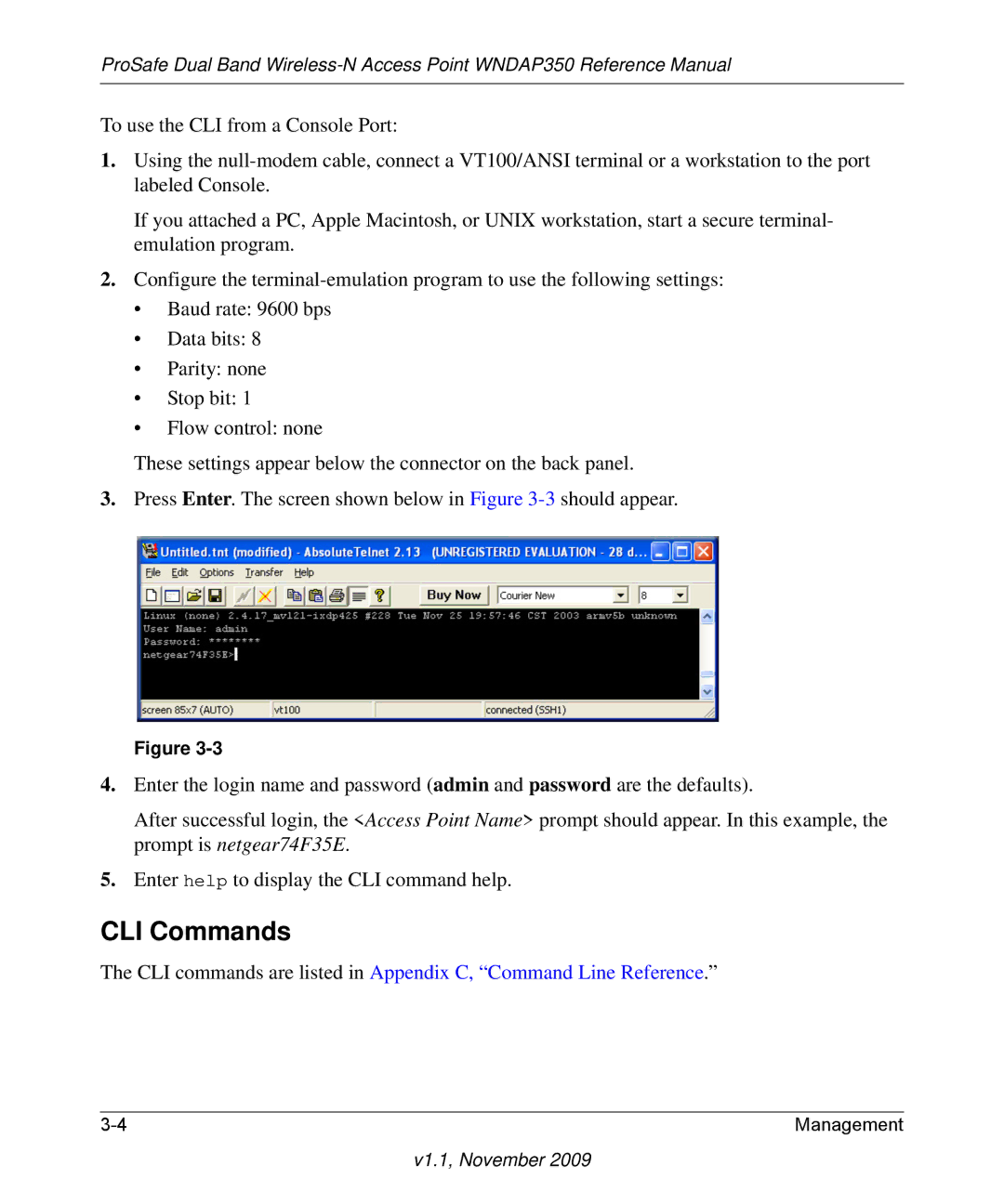 NETGEAR WNDAP350-100NAS manual CLI Commands 