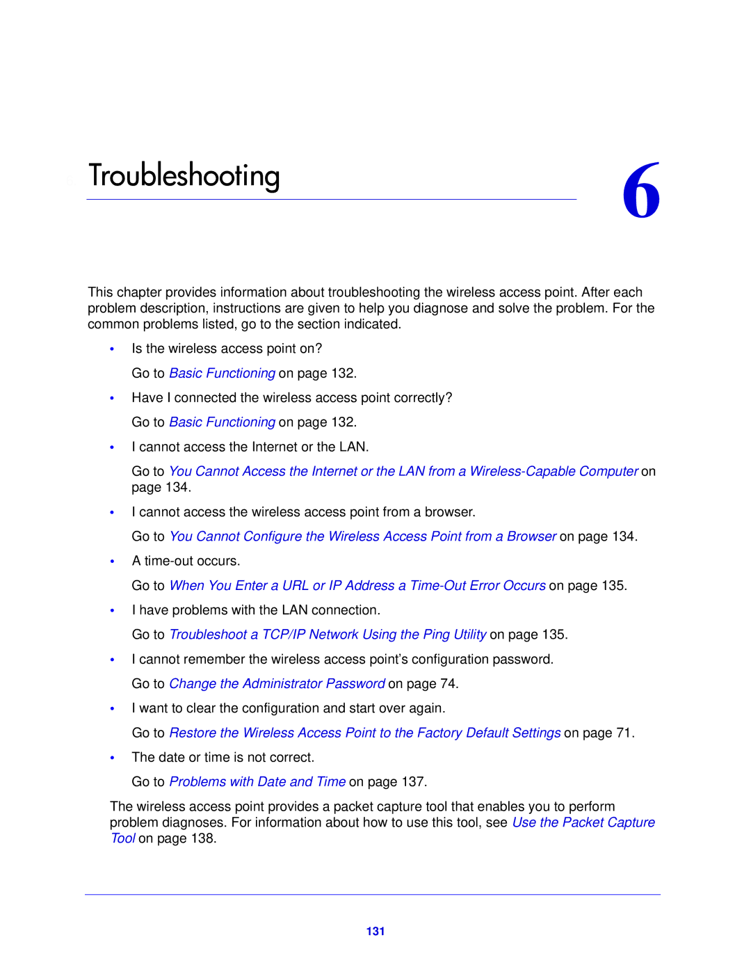 NETGEAR WNDAP620 manual Troubleshooting, 131 