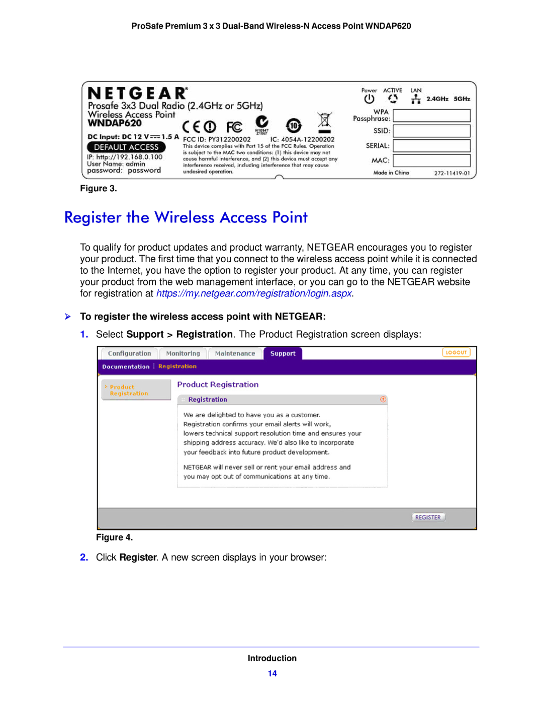 NETGEAR WNDAP620 manual Register the Wireless Access Point,  To register the wireless access point with Netgear 