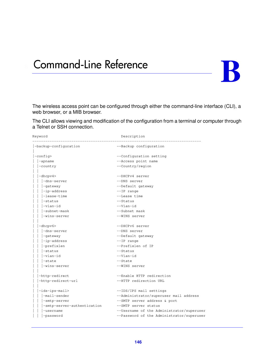 NETGEAR WNDAP620 manual Command-Line Reference, 146 