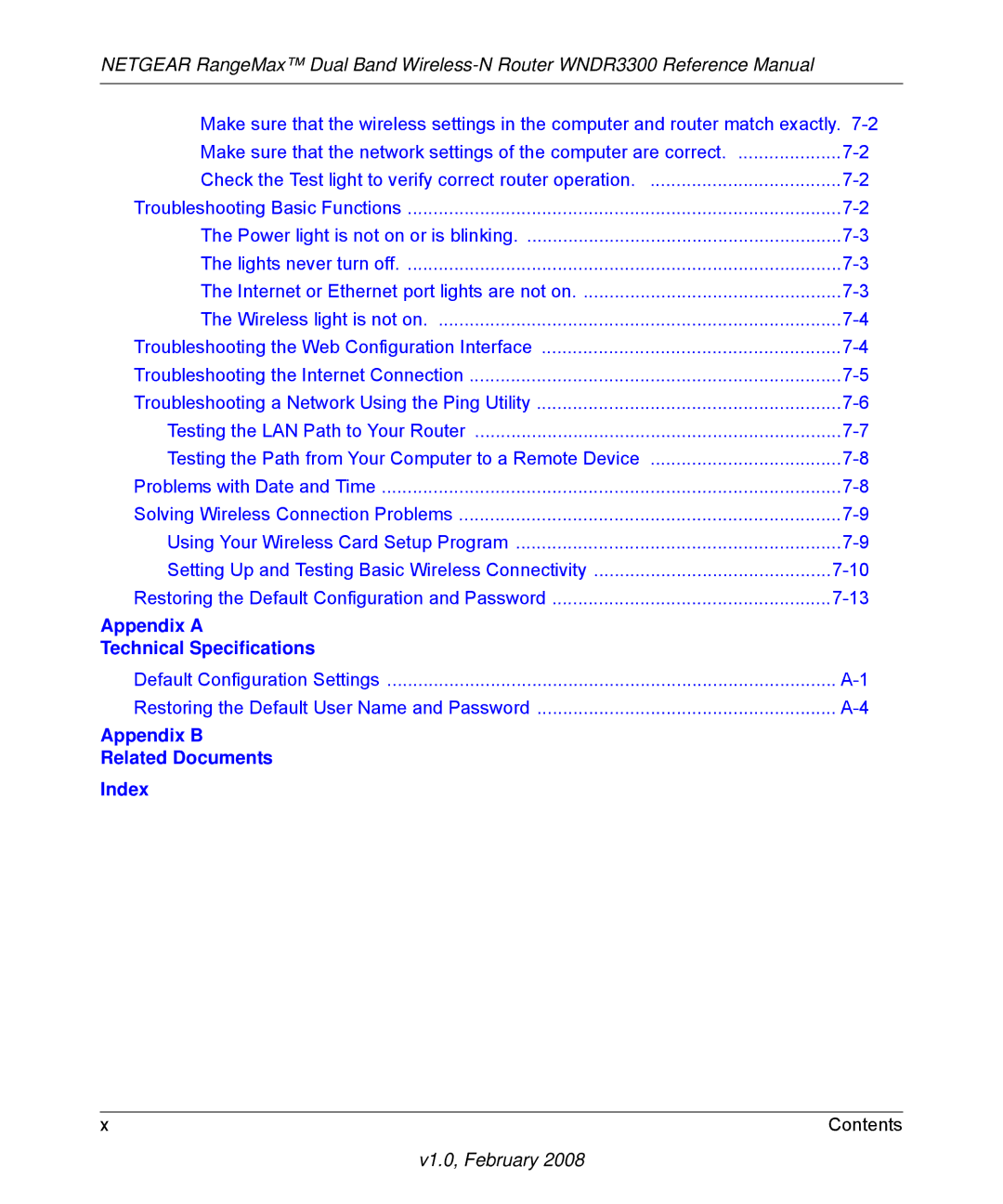 NETGEAR WNDR3300 manual Appendix a Technical Specifications 