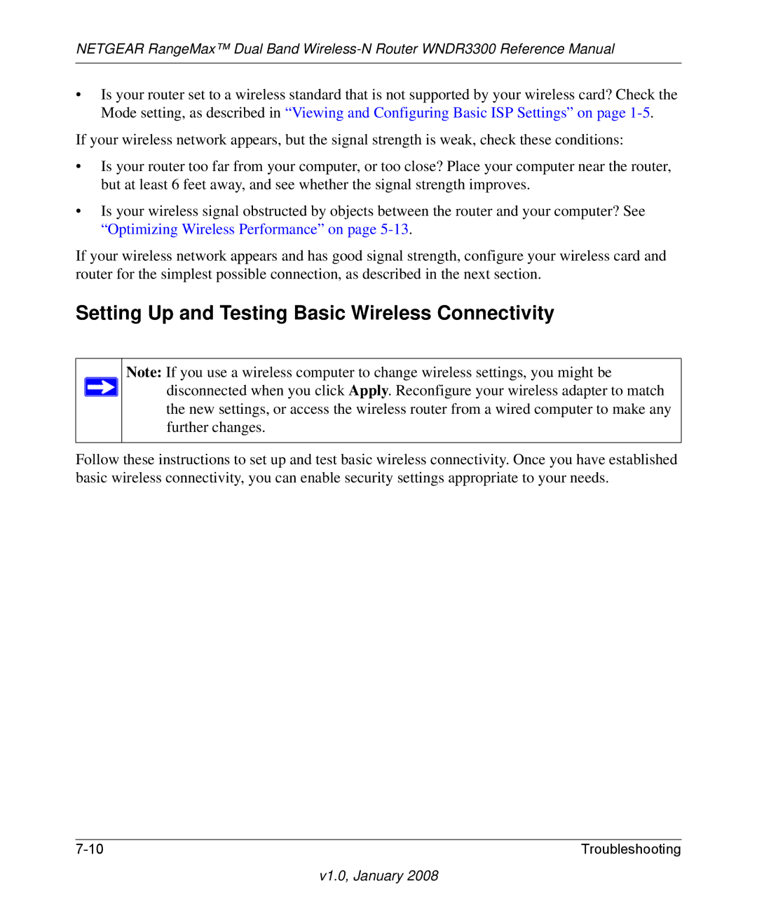 NETGEAR WNDR3300 manual Setting Up and Testing Basic Wireless Connectivity 