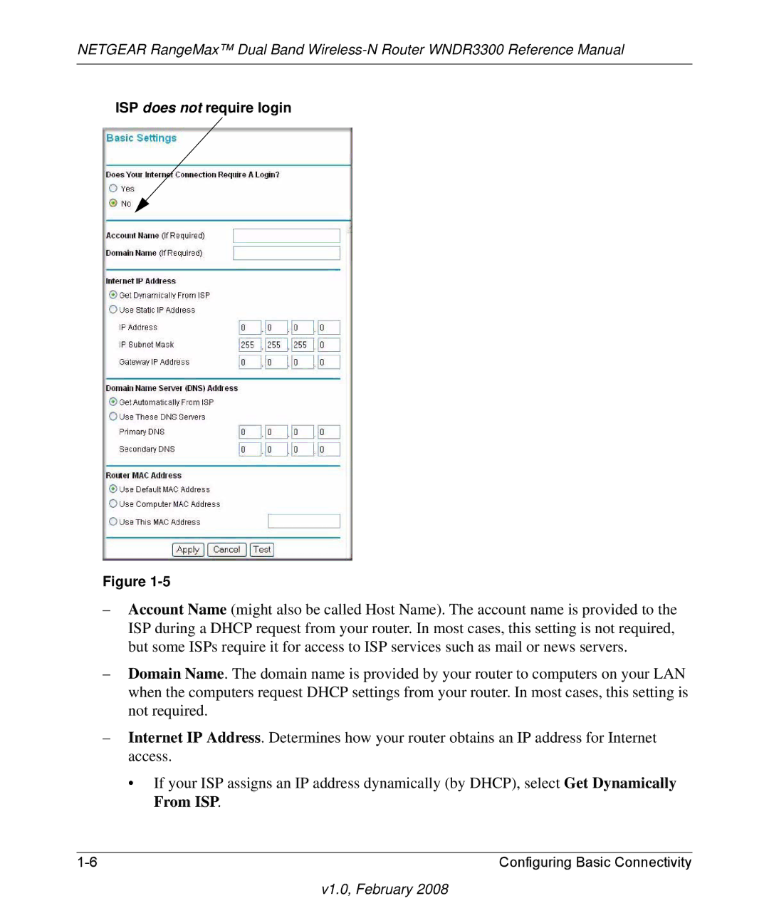 NETGEAR WNDR3300 manual ISP does not require login 