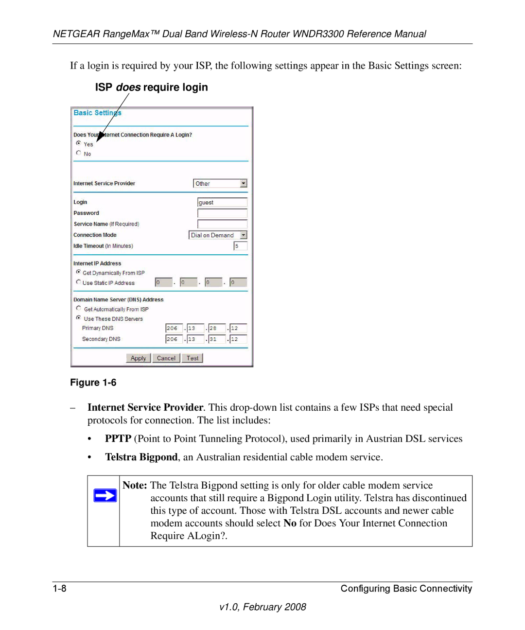 NETGEAR WNDR3300 manual ISP does require login 