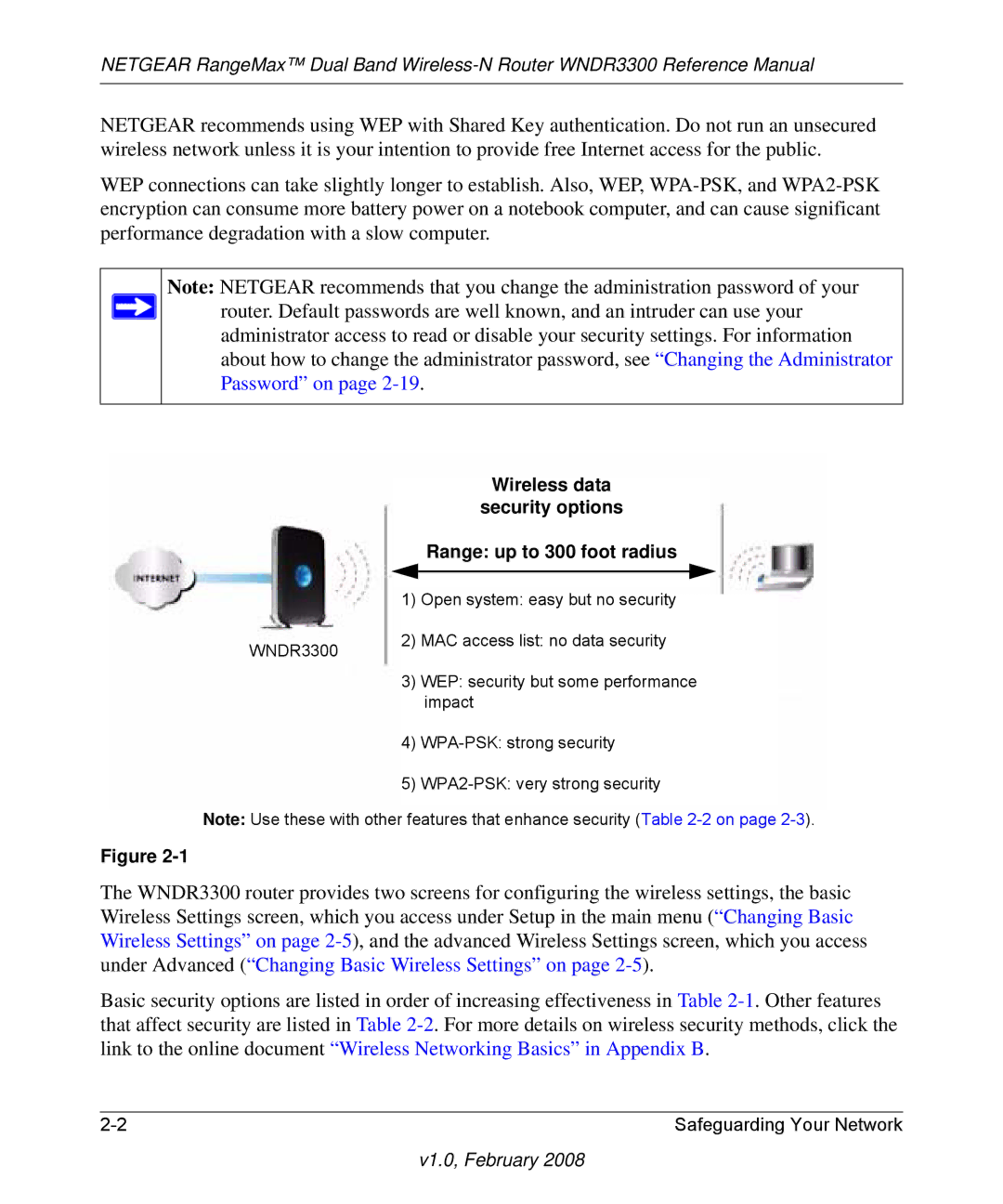 NETGEAR WNDR3300 manual Wireless data, Security options, Range up to 300 foot radius 