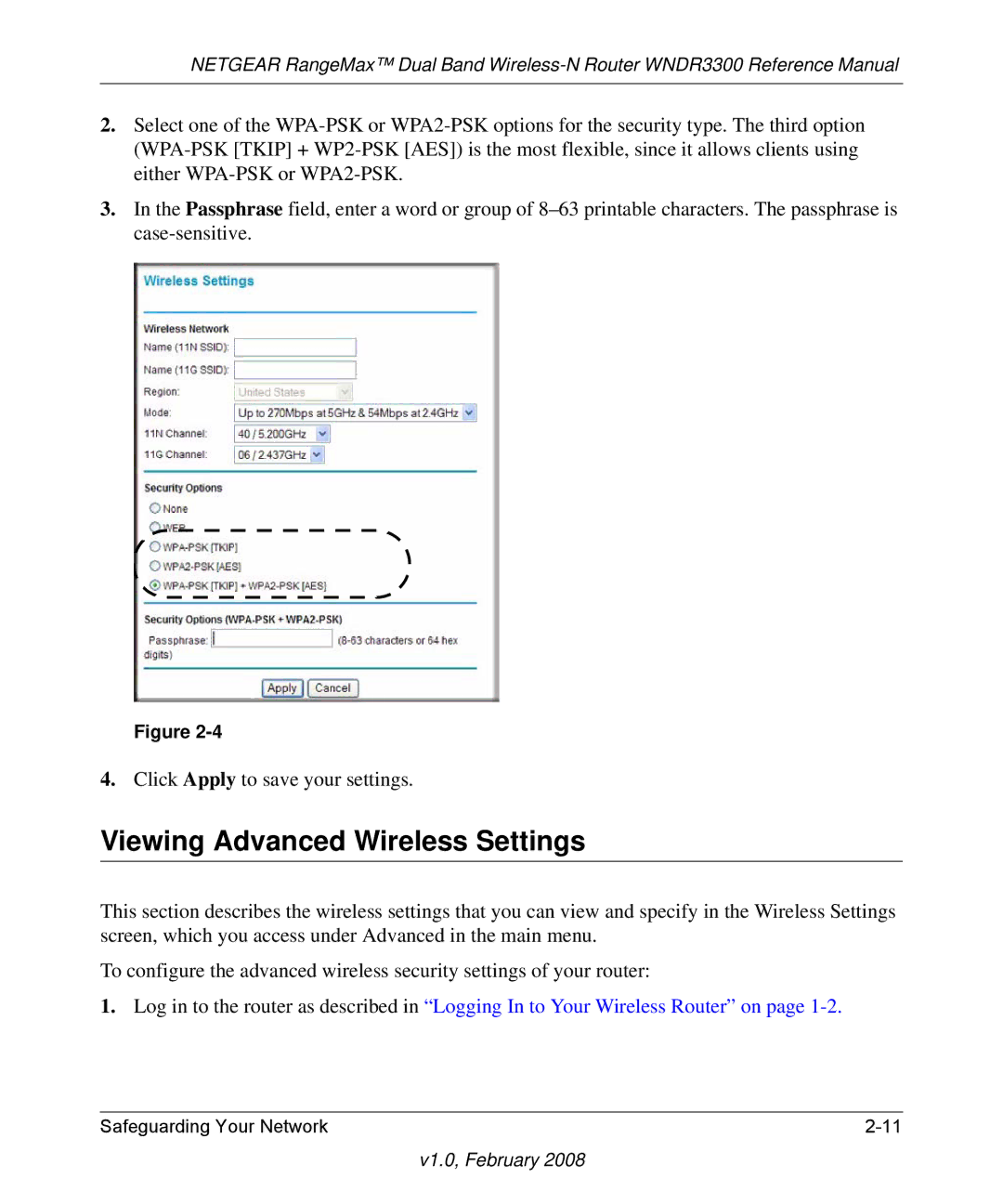 NETGEAR WNDR3300 manual Viewing Advanced Wireless Settings 