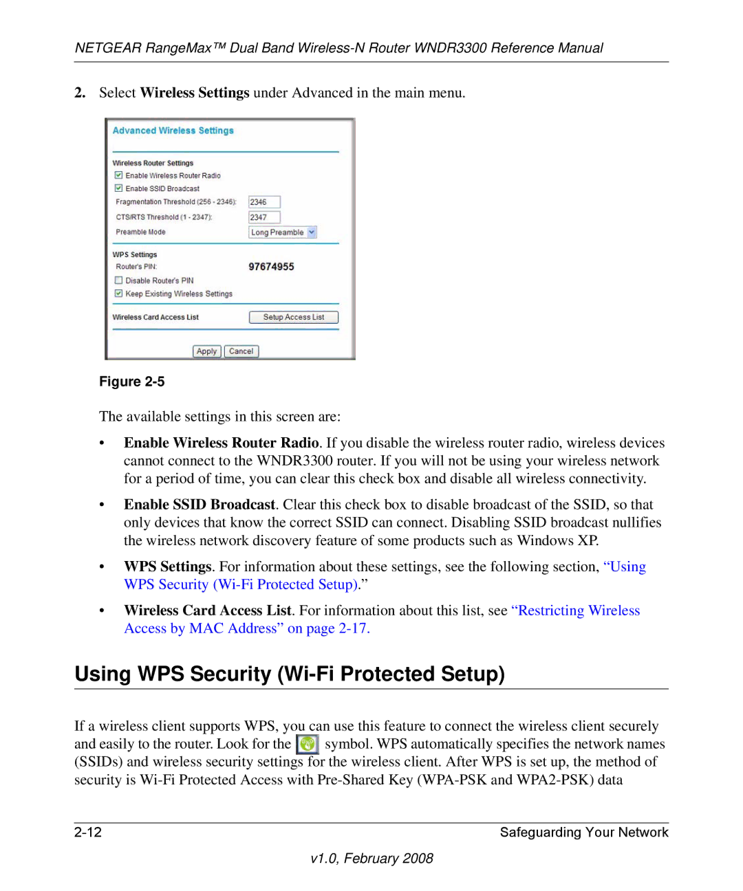 NETGEAR WNDR3300 manual Using WPS Security Wi-Fi Protected Setup 