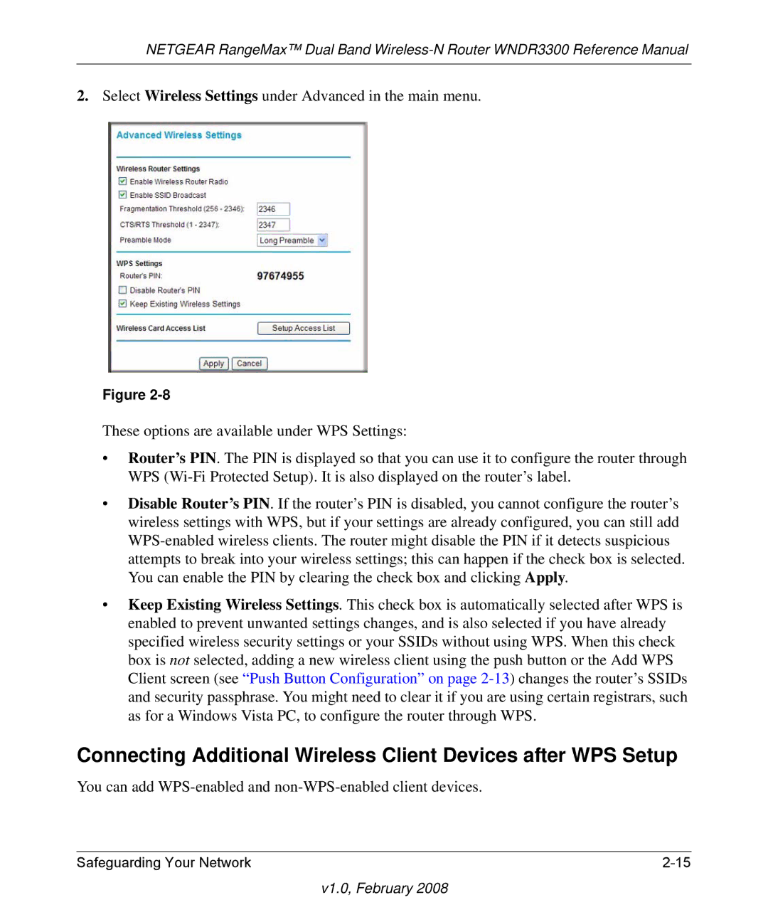 NETGEAR WNDR3300 manual You can add WPS-enabled and non-WPS-enabled client devices 