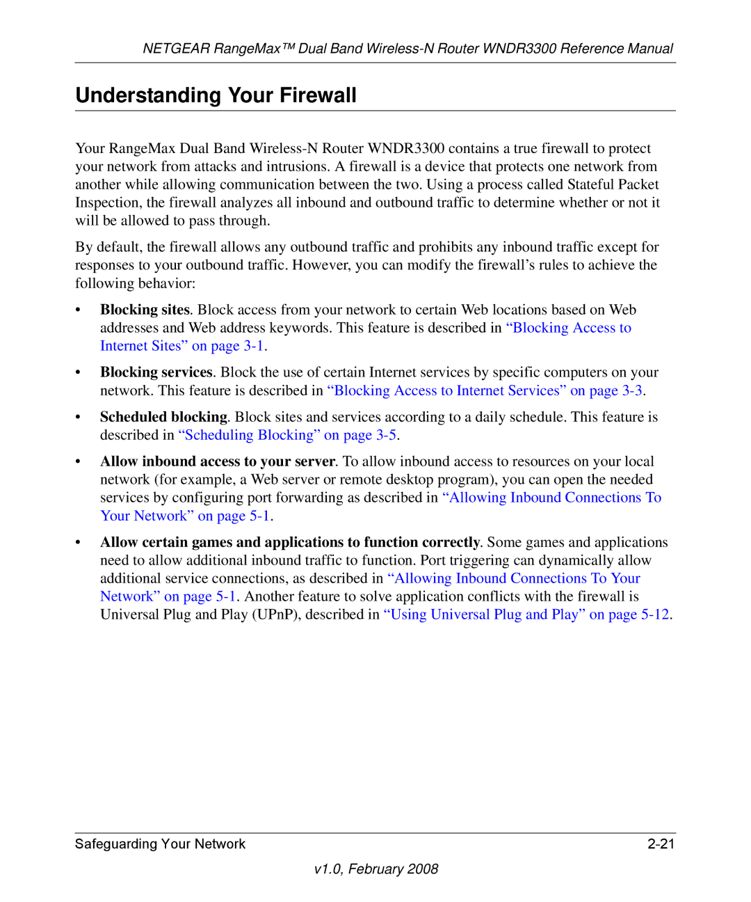 NETGEAR WNDR3300 manual Understanding Your Firewall 