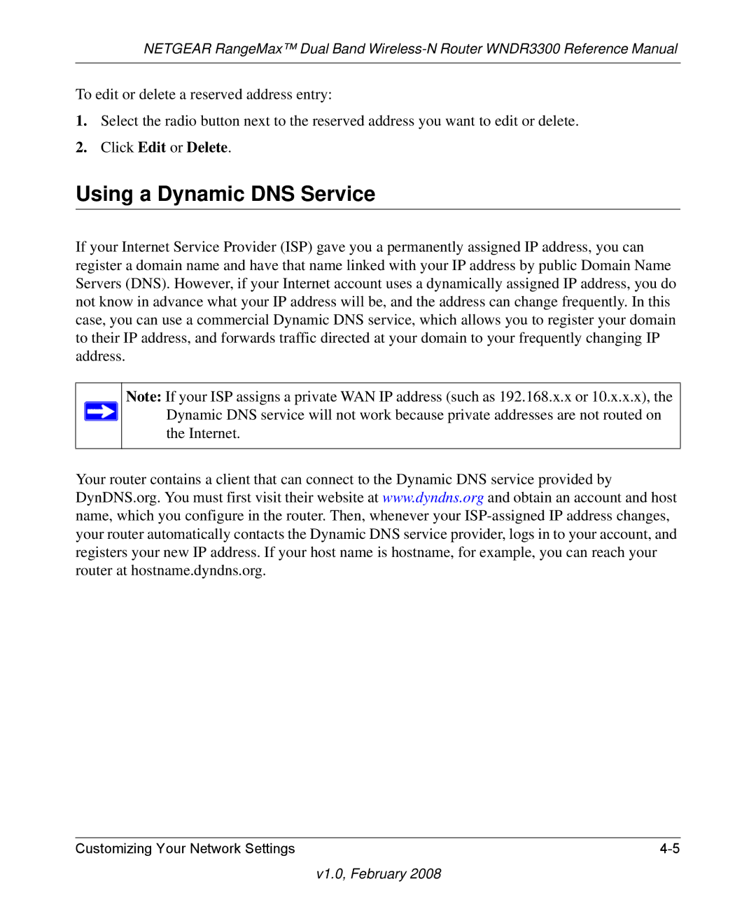 NETGEAR WNDR3300 manual Using a Dynamic DNS Service 