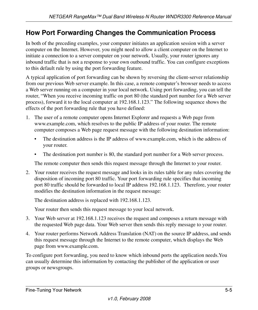 NETGEAR WNDR3300 manual How Port Forwarding Changes the Communication Process 